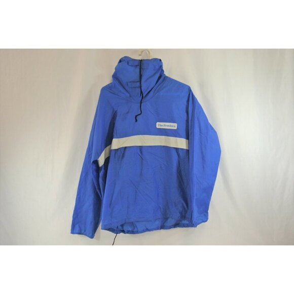 Vancouver Province News Vtg Pullover Windbreaker Blue 100% Nylon Mens Large - Picture 1 of 12